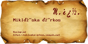 Miklóska Árkos névjegykártya